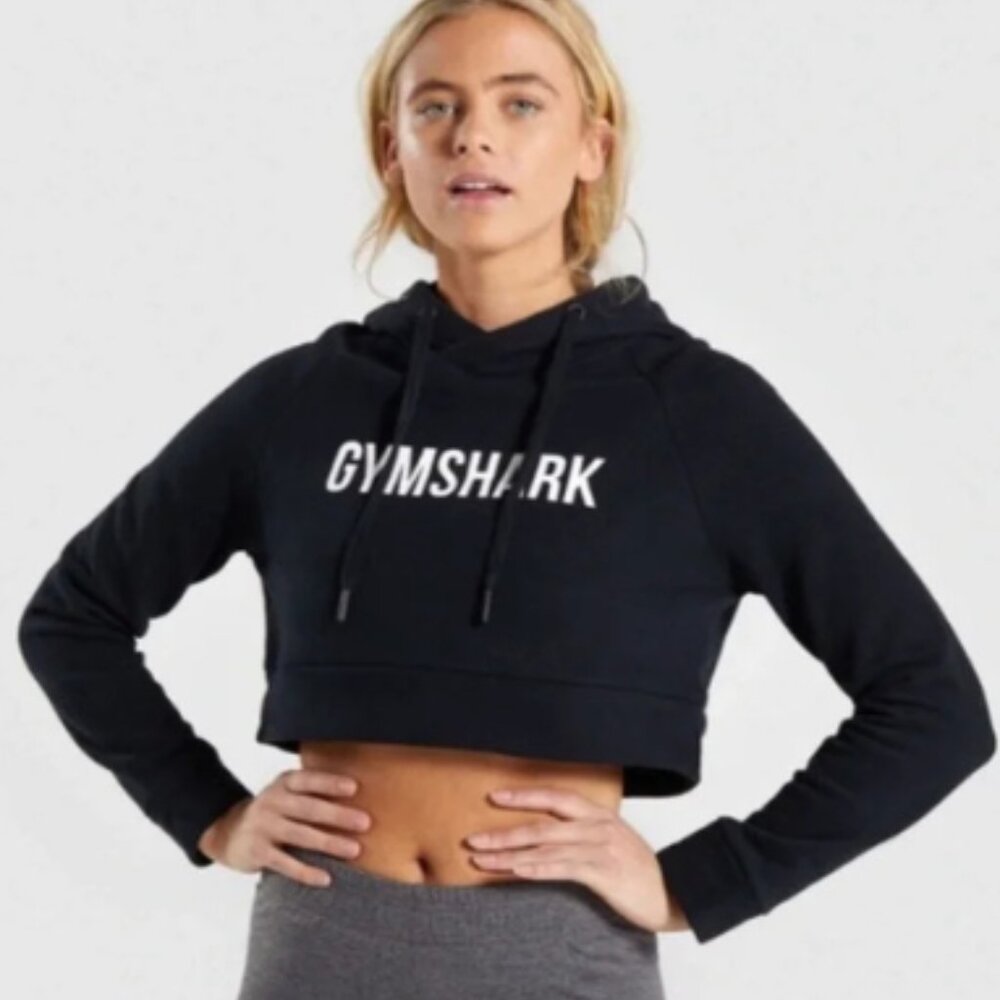 Gymshark Longsleeve Black Cropped Hoodie Size XS